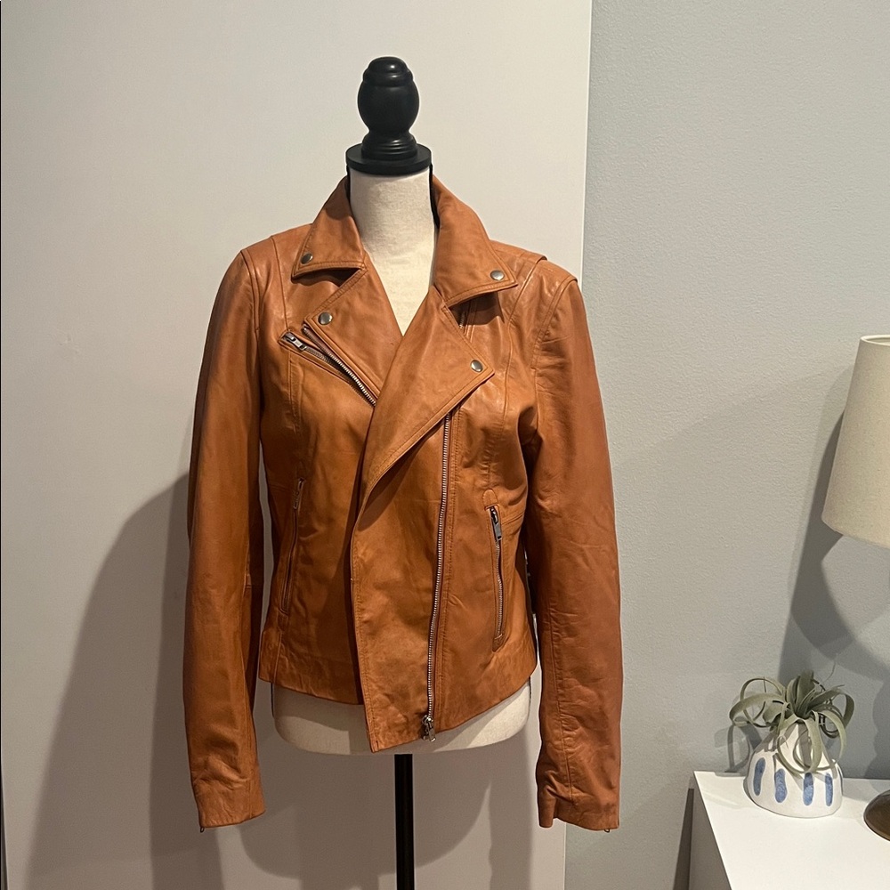 NFINITY SOFT Tan Leather Jacket great for oversized look